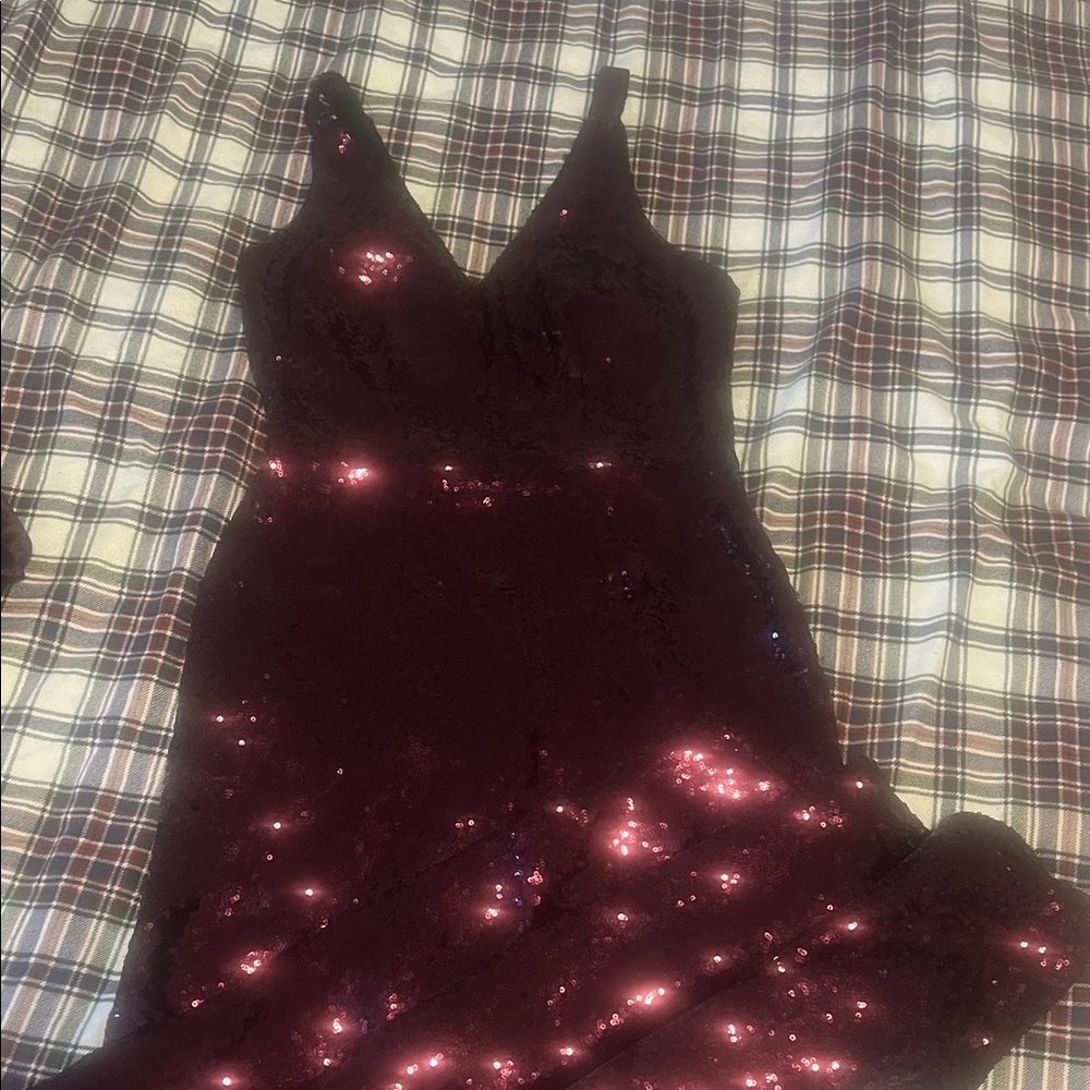 Glamorous Burgundy Sequin Gown
